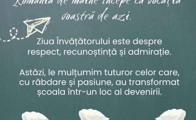 Senatorul Ovidiu Puiu, mesaj special de Ziua Învățătorului