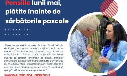 Pensiile lunii mai se plătesc înaintea sărbătorilor pascale