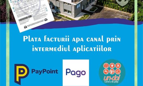 Plata facturii apă canal prin intermediul aplicațiilor PayPoint, Un-Doi și Pago