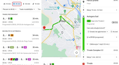 Transportul public din Pitești, de astăzi, oficial, pe Google Maps!