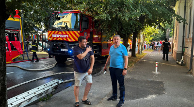VIDEO! Primarul Gentea, sprijin la restaurantul din Piteşti care a luat foc