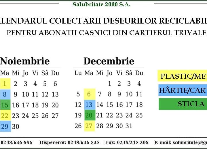 Mâine vor fi colectate deșeurile din HÂRTIE/CARTON în cartierul Trivale