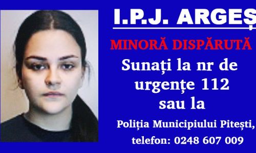 ALERTĂ! O minoră din Piteşti a DISPĂRUT de acasă