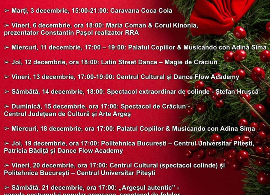 Seri magice la Pitești! Târgul de Crăciun aduce nenumărate surprize!
