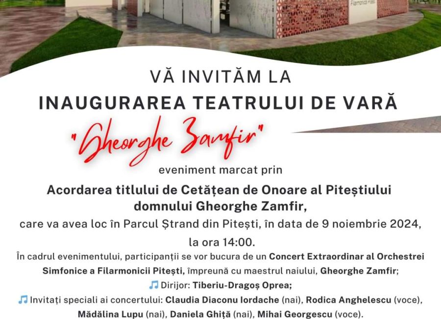 Gheorghe Zamfir – invitat de onoare la inaugurarea Teatrului de Vară din Pitești!