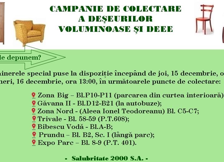 A patra campanie de colectare a deșeurilor voluminoase și DEEE, în Pitești