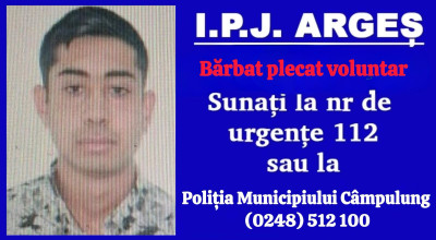 ALERTĂ în Argeș! Un tânăr de 19 ani a dispărut!