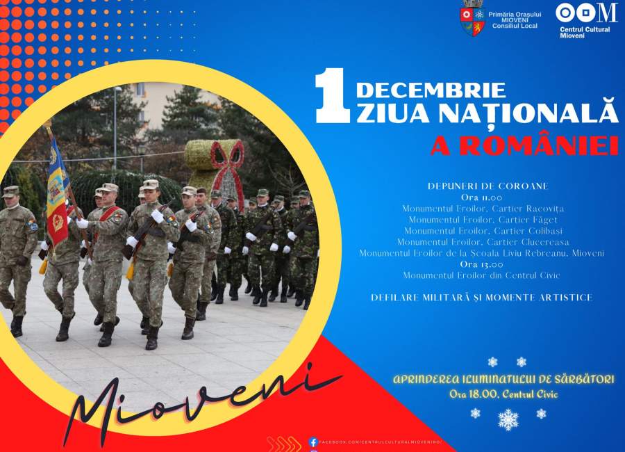 Centrul Cultural Mioveni, evenimente prilejuite de Ziua Naţională a României