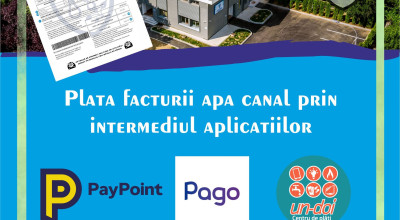 Plata facturii apă canal prin intermediul aplicațiilor PayPoint, Un-Doi și Pago
