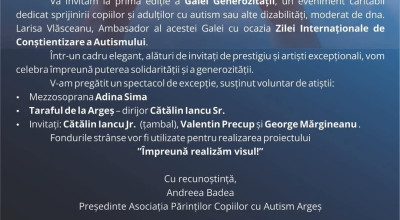 "Gala Generozității", eveniment caritabil în Argeș!