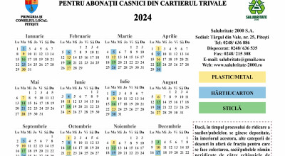 Graficul de colectare a deșeurilor reciclabile pentru abonații casnici din cartierul Trivale, 2024!