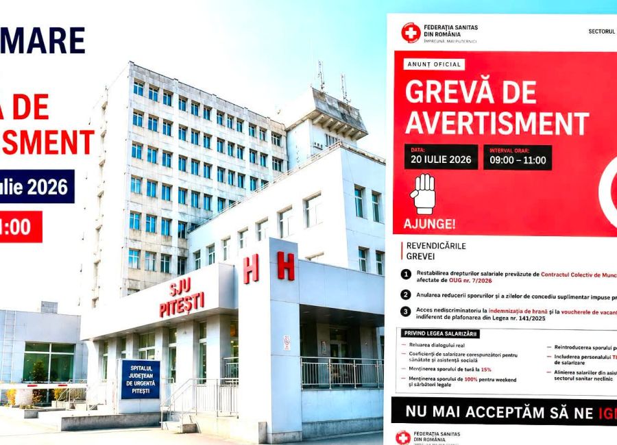 Grevă de avertisment la Spitalul Județean Pitești!