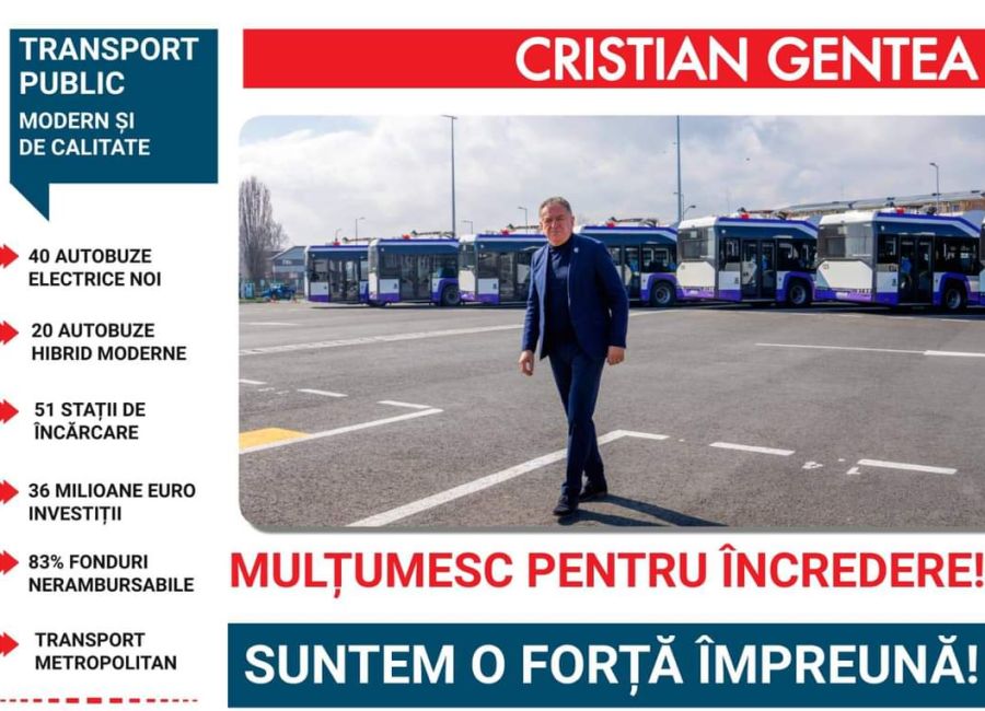 Primarul Gentea, vești excelente privind transportul în comun