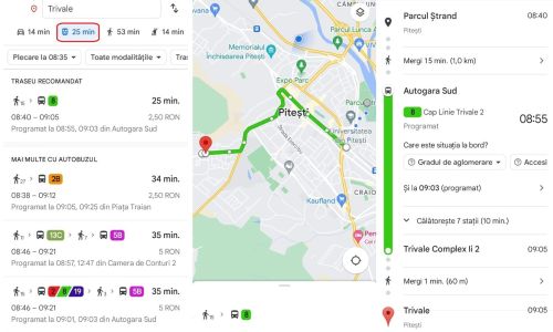 Transportul public din Pitești, de astăzi, oficial, pe Google Maps!