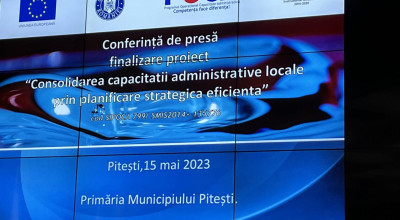 Anunţ privind finalizarea Proiectului: 'Consolidarea capacității administrative locale prin planificare strategică eficientă'