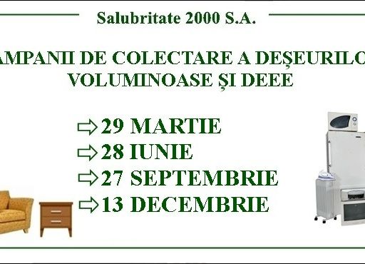 Calendarul campaniilor de colectare a deșeurilor voluminoase și DEEE, în Pitești, pentru anul 2024!