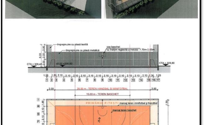 Trei terenuri de sport multifuncţionale vor fi construite la Piteşti