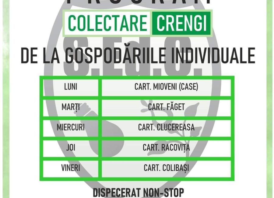 Servicii Edilitare pentru Comunitate Mioveni, mesaj important pentru cetățeni