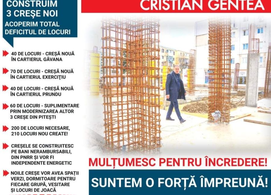 Primarul Cristian Gentea, vești excelente pentru tinerele familii din Pitești
