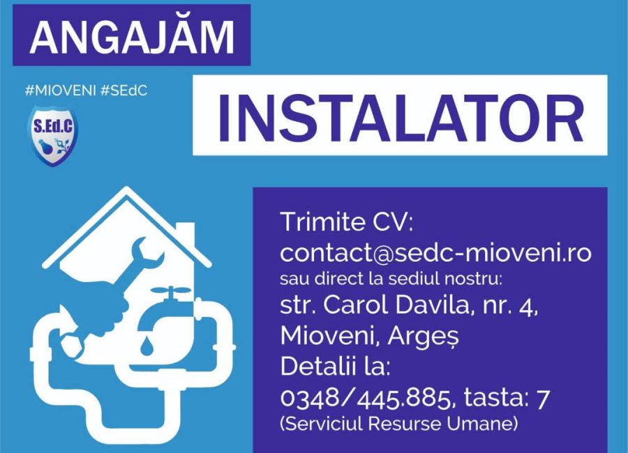Servicii Edilitare pentru Comunitate Mioveni ANGAJEAZĂ!