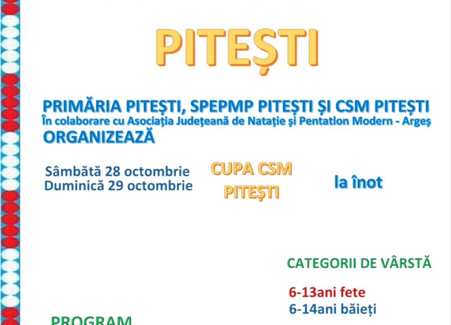 Sute de sportivi vor concura la Bazinul Olimpic din Piteşti