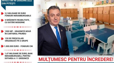 Primarul Cristian Gentea, investiții uriașe în grădinițele din Pitești