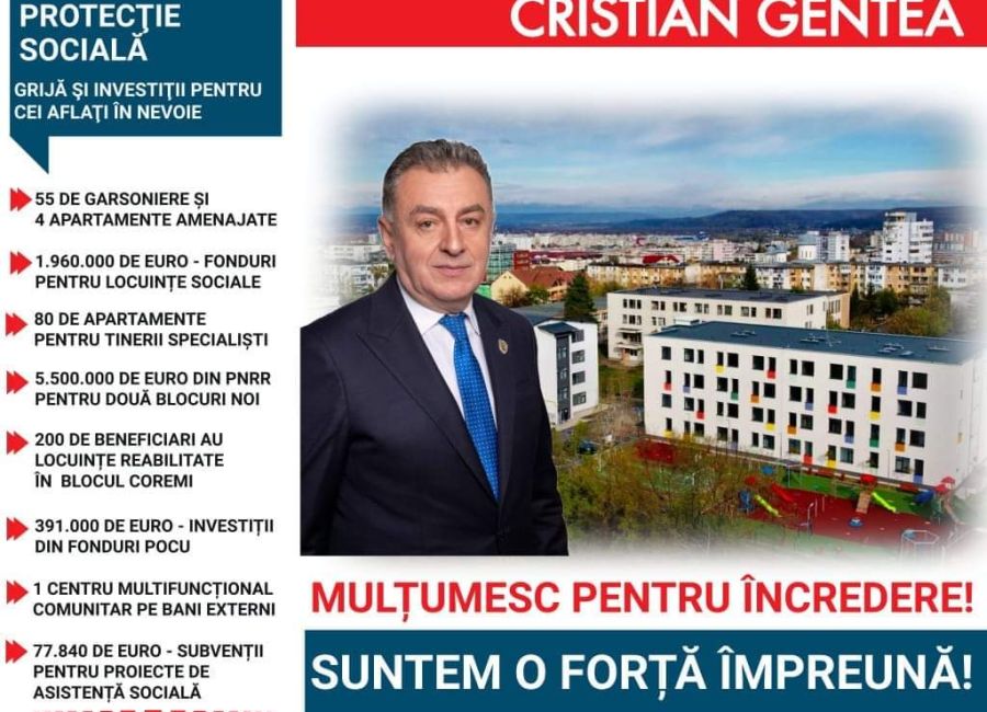 Primarul Cristian Gentea, investiții în domeniul protecției sociale