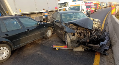 Accident cu VICTIMĂ pe A1