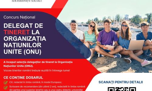 A început selecția delegaților de tineret din cadrul Proiectului ”Delegat de Tineret la Națiunile Unite”, sesiunea 2025-2026