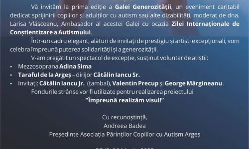 "Gala Generozității", eveniment caritabil în Argeș!