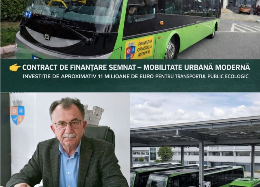 Veste bună pentru locuitorii orașului Mioveni! Investiții importante în transportul public modern și ecologic!