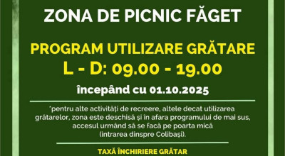 Noul program de funcționare al Zonei de Picnic „Făget”