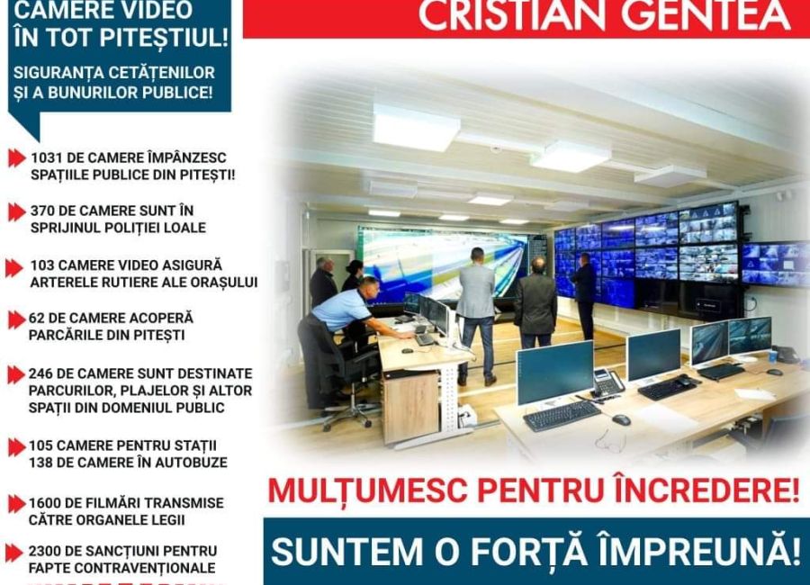 Peste 1000 de camere video sunt montate în tot Piteștiul
