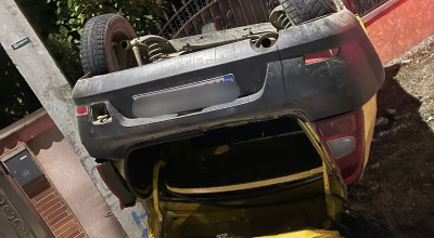 Accident în Argeș! Un bărbat băut s-a RĂSTURNAT cu mașina