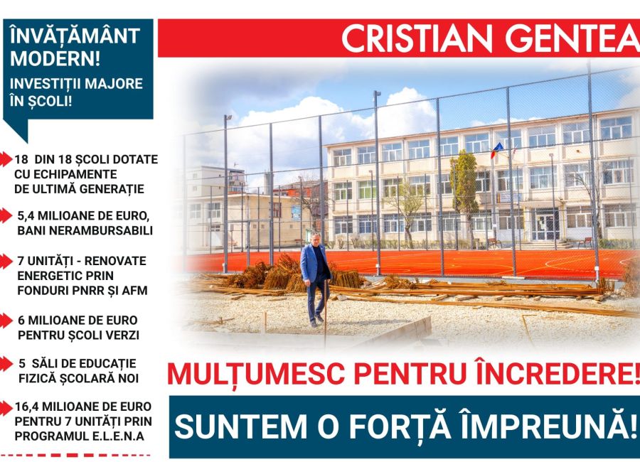 Primarul Gentea, investiţii URIAŞE în educaţie