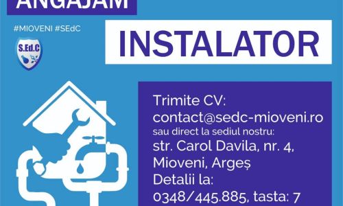 Servicii Edilitare pentru Comunitate Mioveni ANGAJEAZĂ