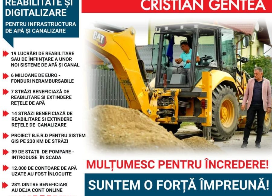 Primarul Cristian Gentea, investiţii uriaşe în infrastructura de apă şi canalizare