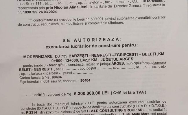 Consiliul Județean Argeș, investiție importantă în comuna Beleți-Negrești