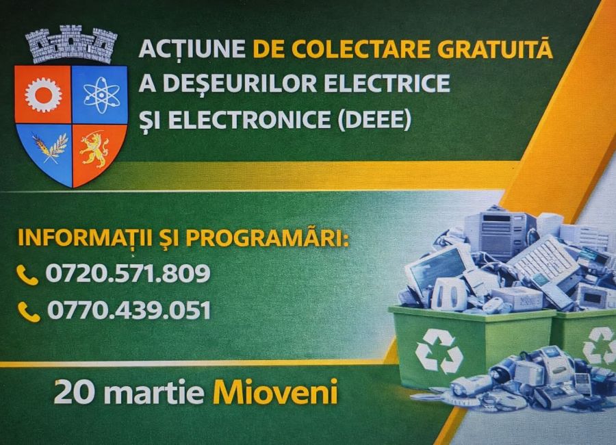 La Mioveni va fi organizată o campanie de colectare gratuită a deșeurilor electrice și electronice!