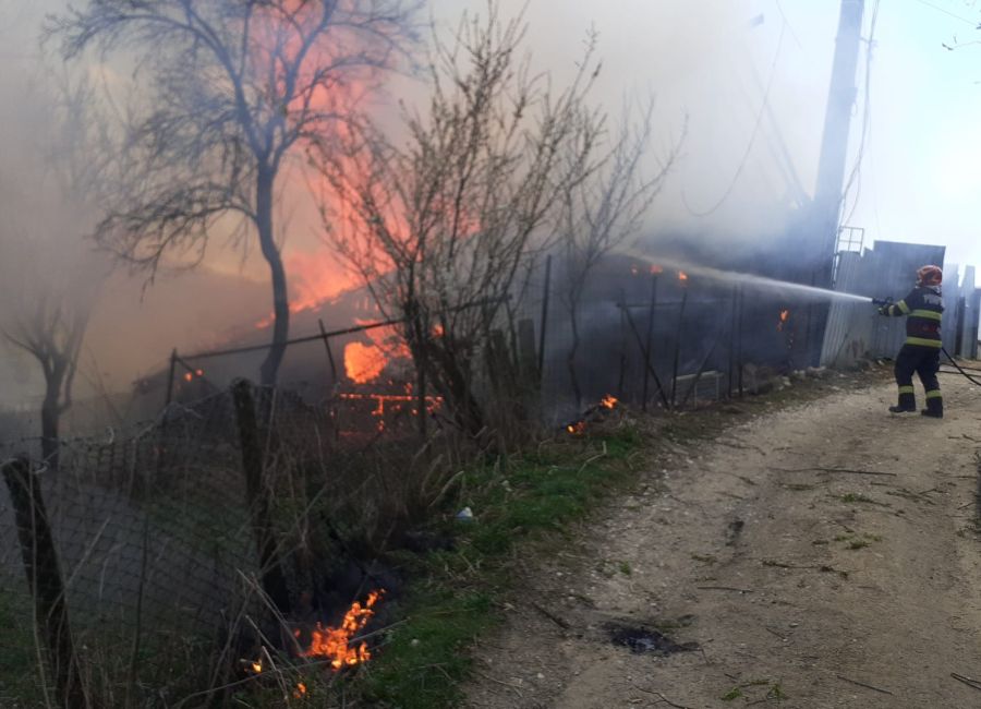 Incendiu puternic într-o gospodărie din Argeş