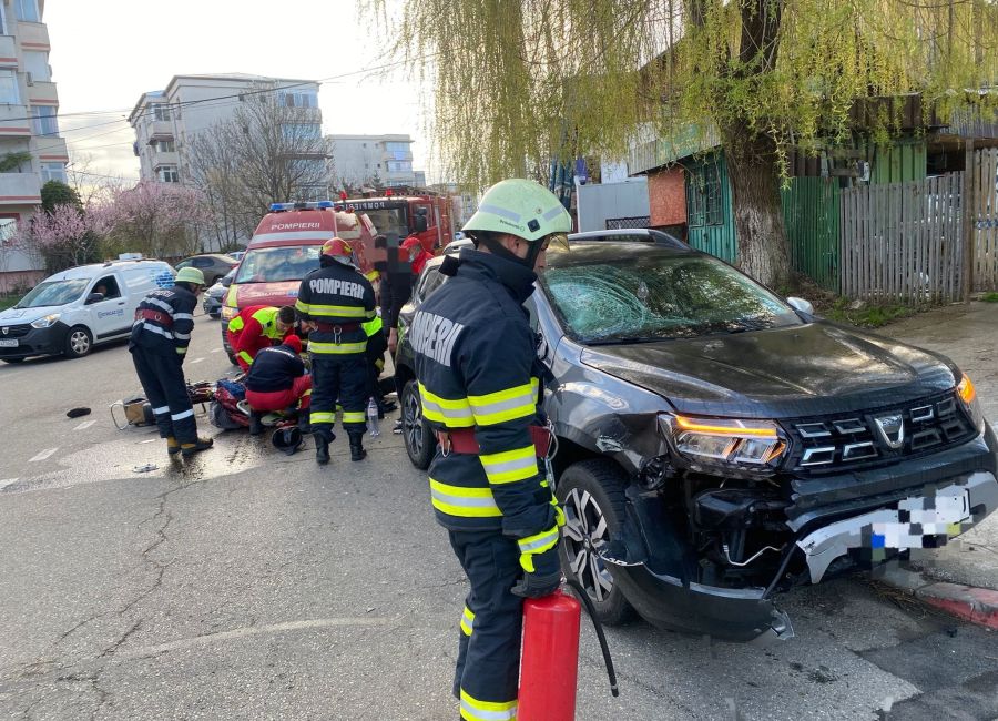 ACUM! Accident cu motociclist la Mioveni