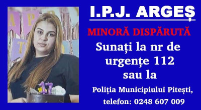 O MINORĂ din Pitești a dispărut de acasă