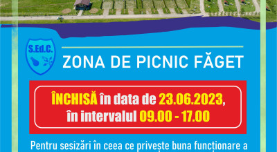 Zona de picnic Făget va fi închisă vineri