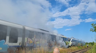 Un tren a luat FOC în Gara Golești!