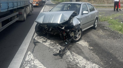 Accident între un camion și o mașină pe A1