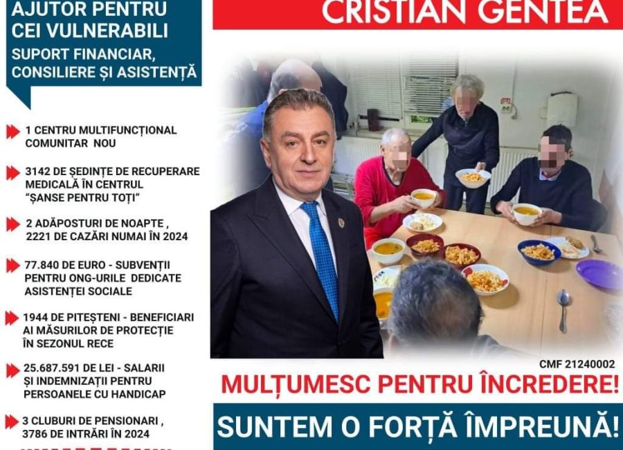 Primarul Cristian Gentea, despre sprijinul acordat celor vulnerabili!